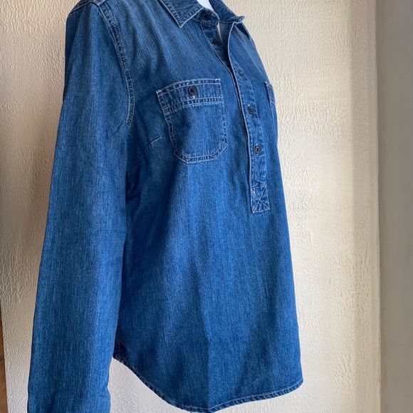 J. Crew long sleeve denim popover top Size Medium - Picture 8 of 14